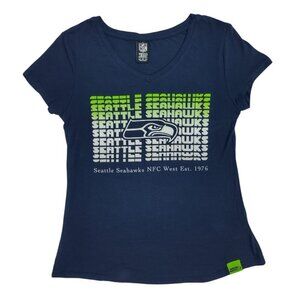 Seattle Seahawks Womens NFL Team Apparel Graphic Tee Shirt Navy Blue M. NWT.